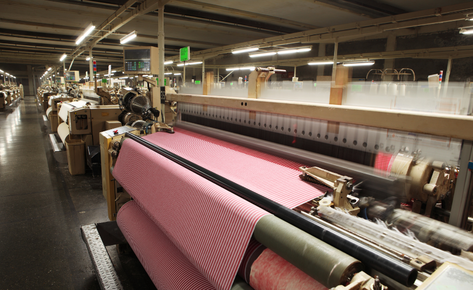 Industrial textile manufacturing equipment and quality control